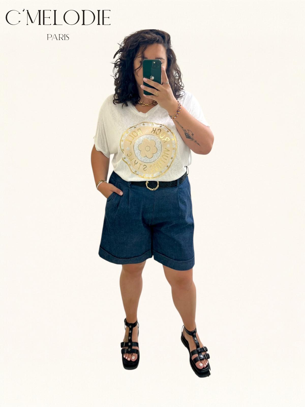 Short en coton avec ceinture