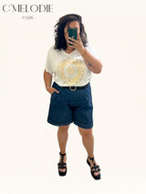 Short en coton avec ceinture