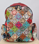 Sac à dos en cuir fleurs multicolores