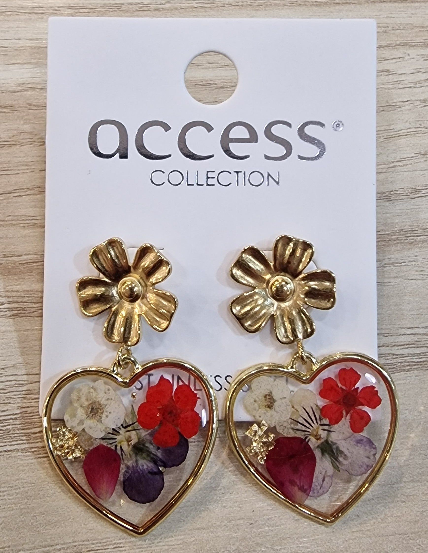 Boucles d'oreilles Coeur Fleurs résine