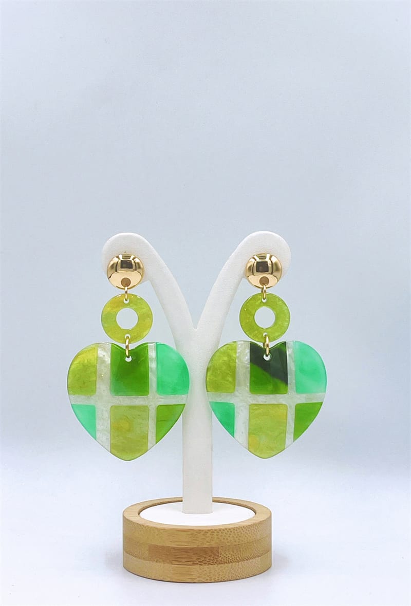 Boucles d'oreilles - Coeurs à carreaux