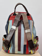 Sac à dos en cuir fleurs multicolores