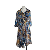 Robe chemise longue satinée - Panthère bleue