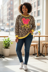 Sweat léopard Mickey fluo