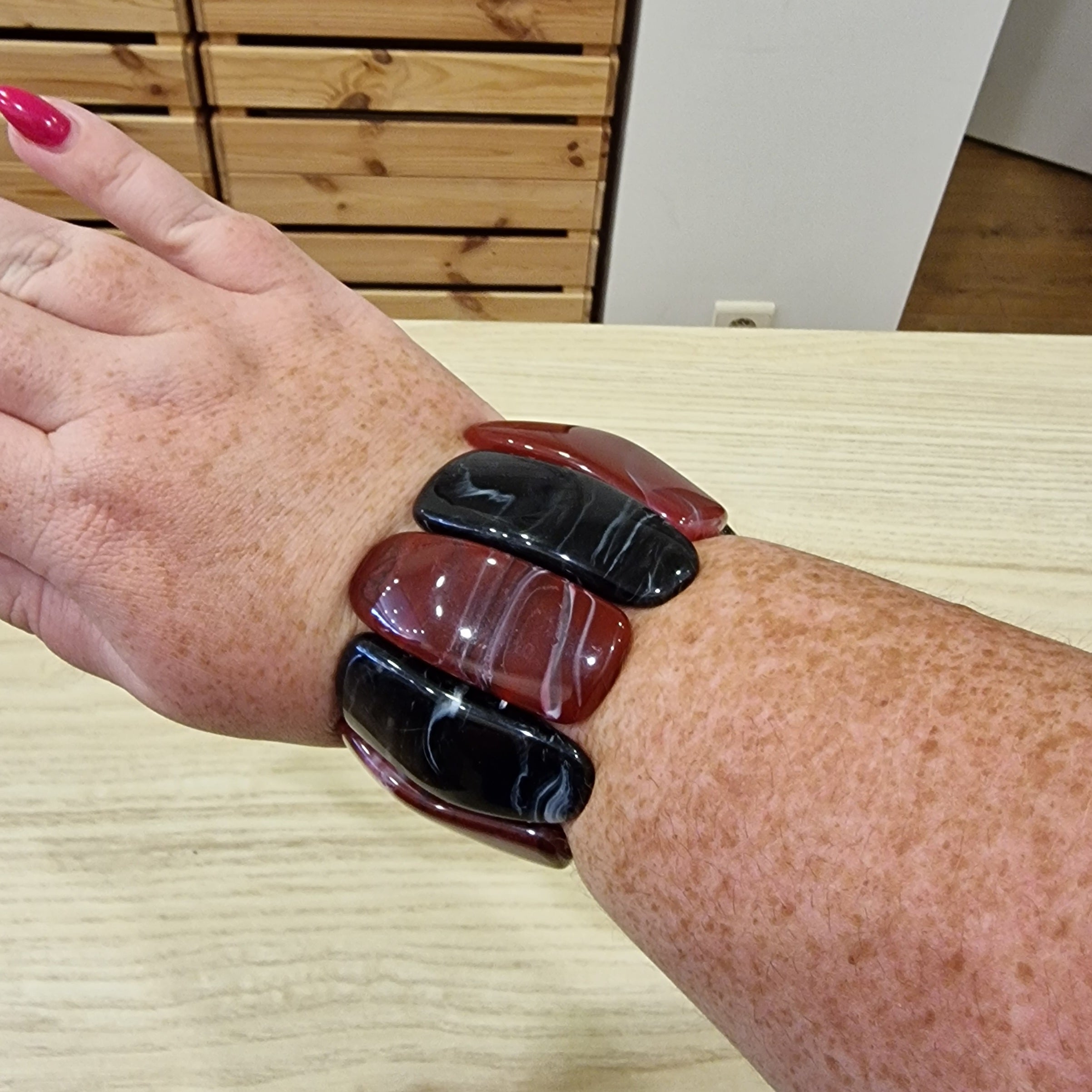 Bracelet élastiqué Bordeaux et Noir