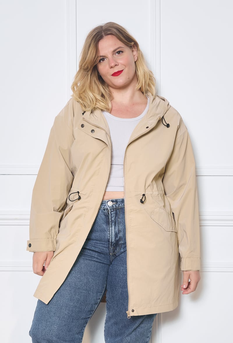 Veste imperméable à tirette beige