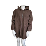 Manteau à capuche en laine bouclée