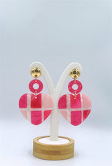 Boucles d'oreilles - Coeurs à carreaux