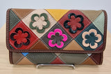 Portefeuille en cuir fleurs