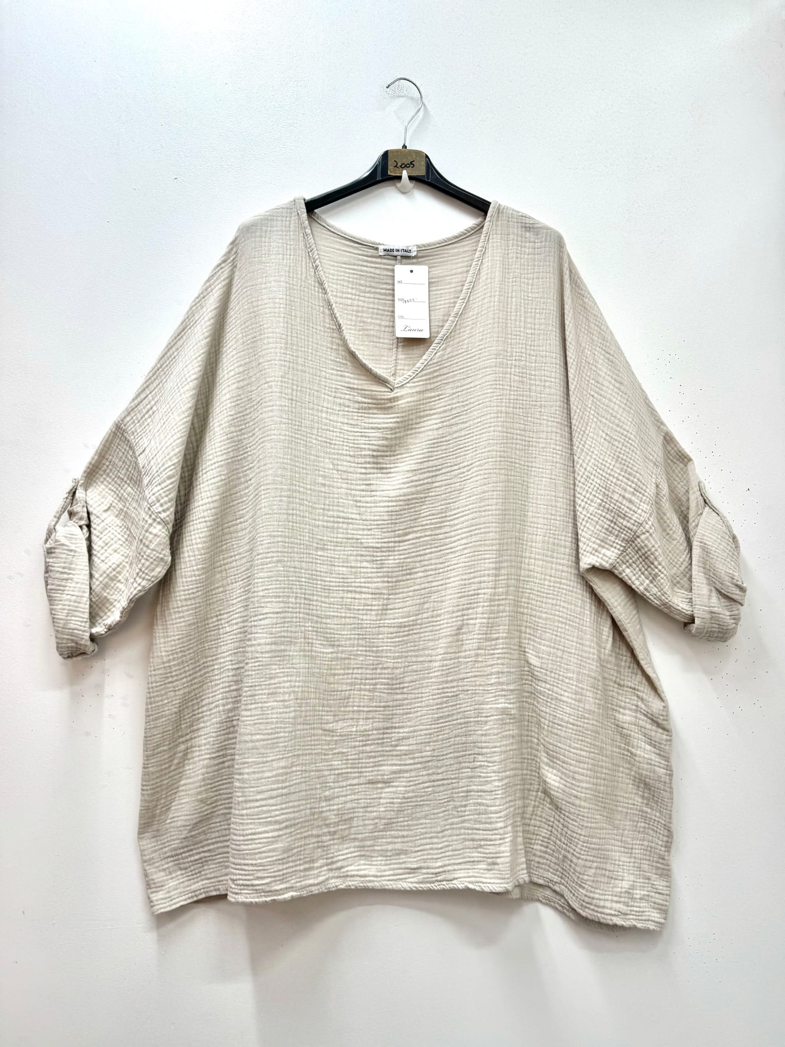 Tunique en gaze de coton manches longues