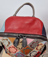 Sac à dos en cuir fleurs multicolores