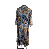 Robe chemise longue satinée - Panthère bleue