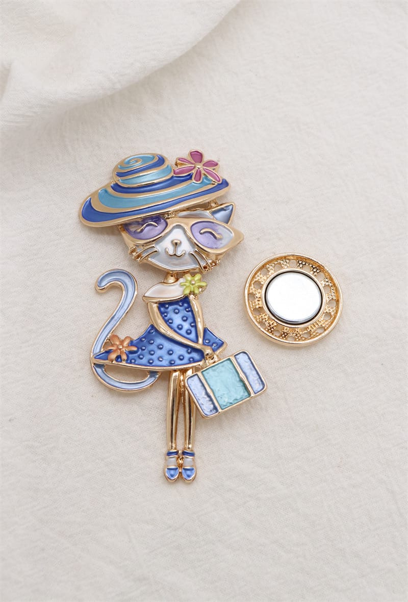 Broche aimantée - Chat valise
