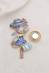 Broche aimantée - Chat valise