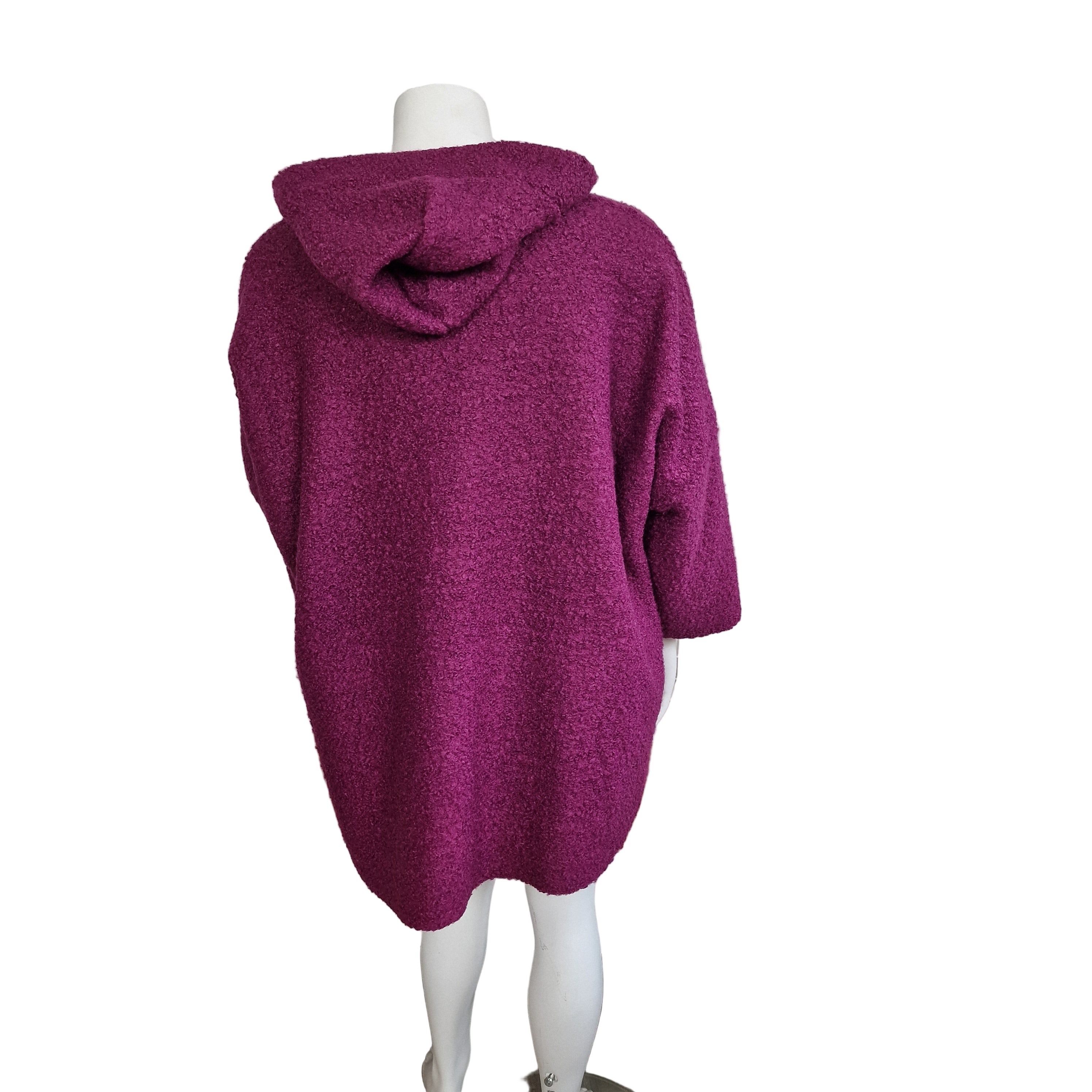 Manteau à capuche en laine bouclée