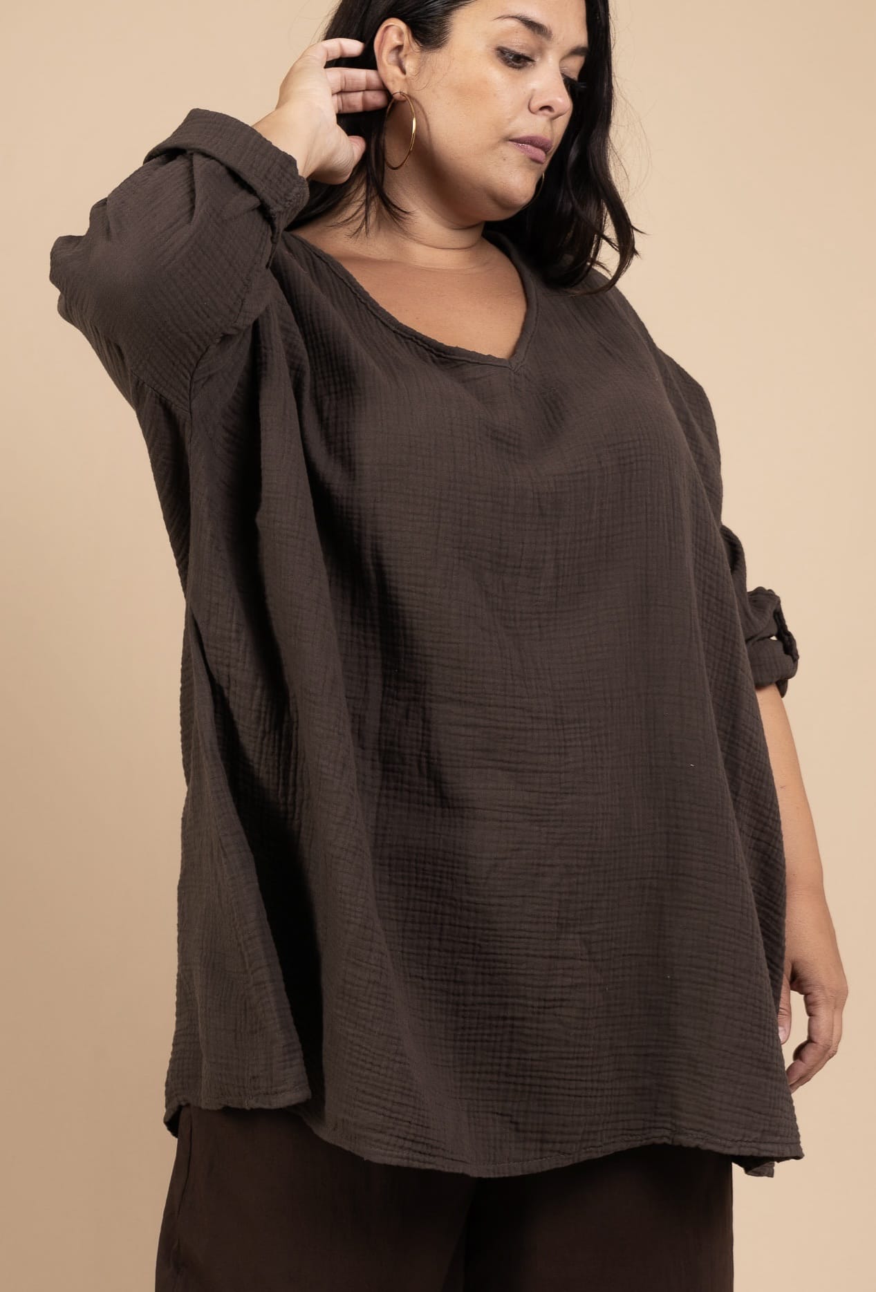Tunique en gaze de coton manches longues