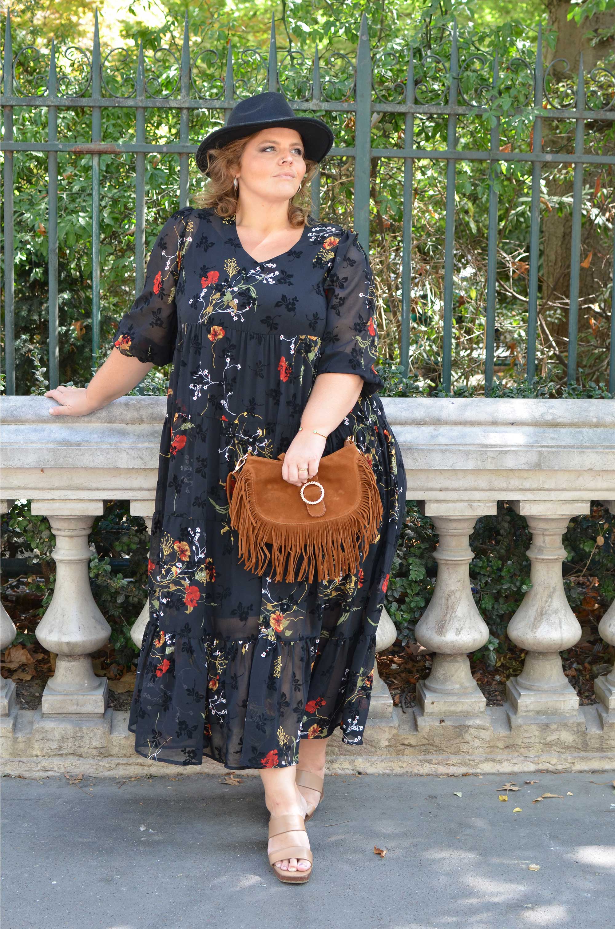 Robe longue voilage - Fleurs d'automne
