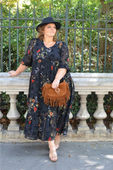 Robe longue voilage - Fleurs d'automne