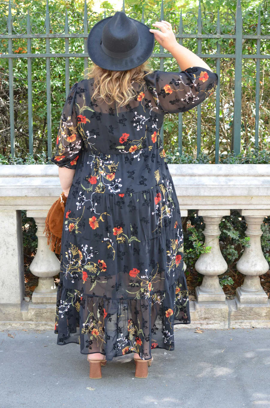 Robe longue voilage - Fleurs d'automne