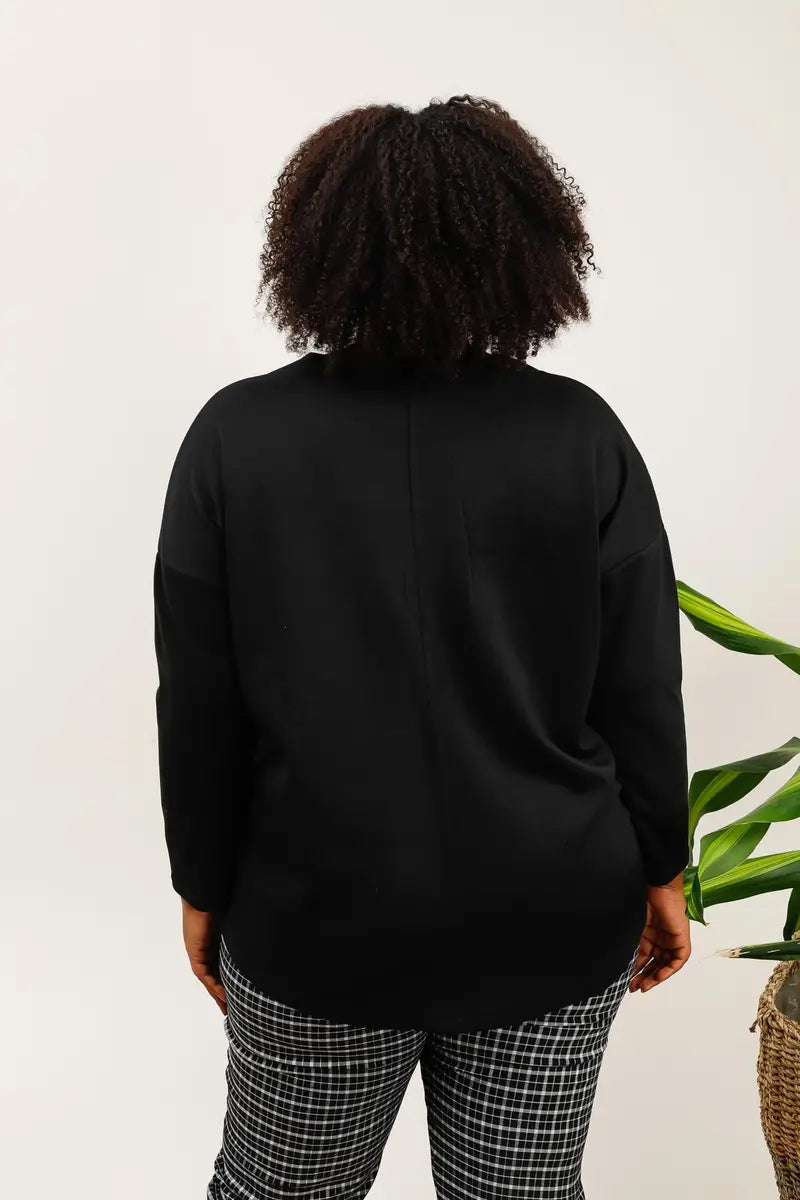 Sweat col rond coeur léopard - Noir