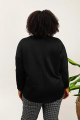 Sweat col rond coeur léopard - Noir