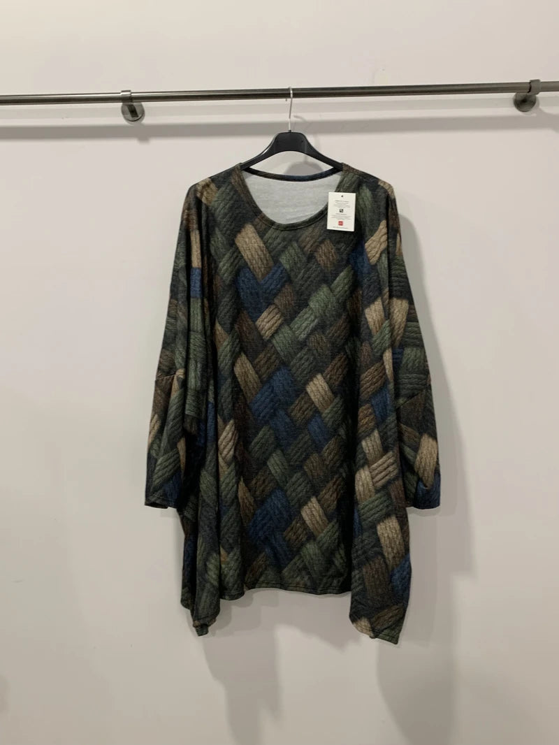 Tunique imprimée oversize - laine tressée