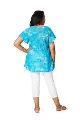 Tunique évasée turquoise cachemire