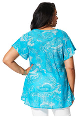 Tunique évasée turquoise cachemire