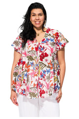 Tunique évasée fleurs multicolores