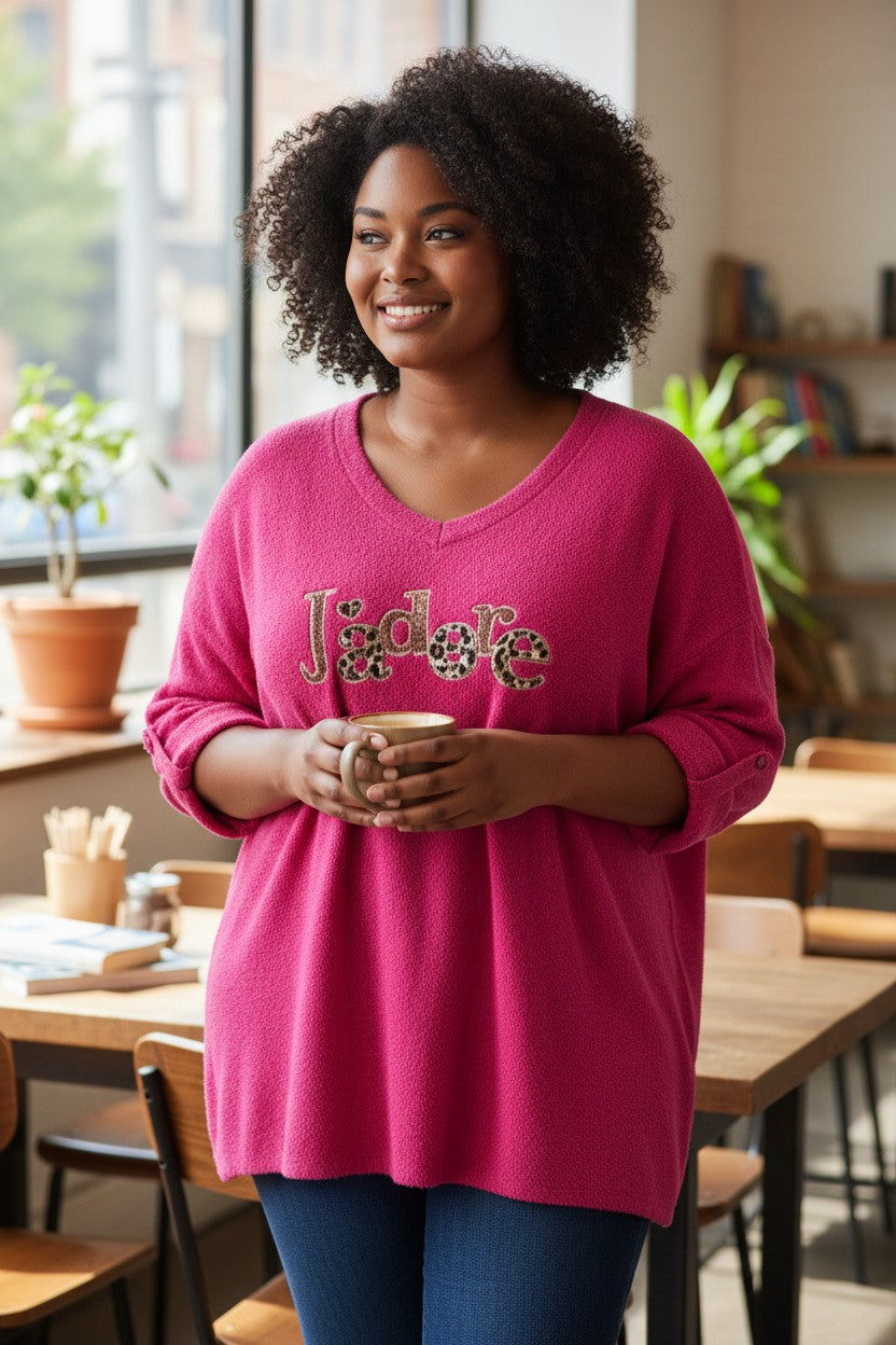 Pull col V "J'adore" (nouvelle version)