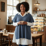 Ensemble chemisier et pull/poncho