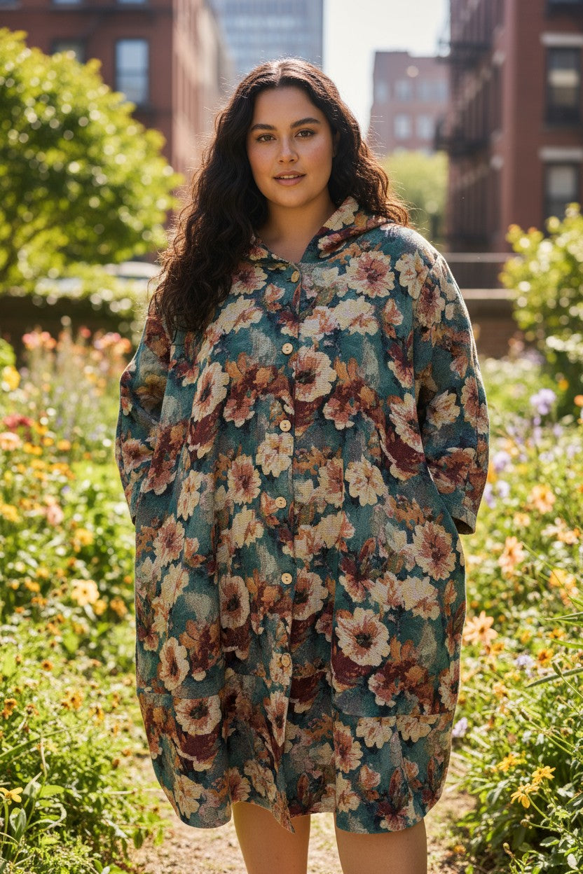 Veste avec capuche coupe évasée