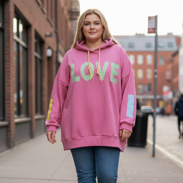 Sweat "I ... LOVE ... U" à capuche