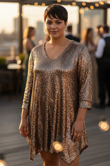 Tunique KATY Longue pailletée - Dorée