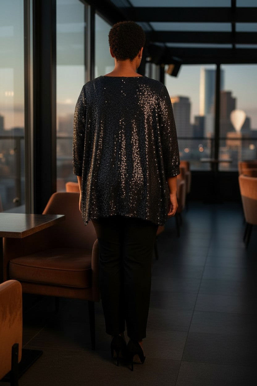 Tunique KATY Courte Pailletée - Noire