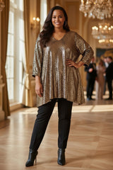 Tunique KATY Longue pailletée - Dorée