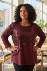 Tunique bi-matière avec velours et sequins