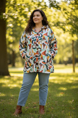 Veste imperméable à capuche - Géométrique