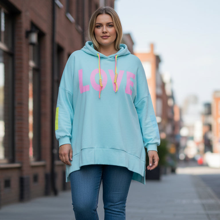 Sweat "I ... LOVE ... U" à capuche