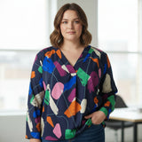 Tunique col V trait de pinceau multicolore