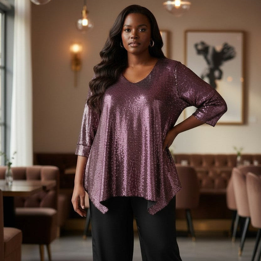 Tunique KATY Courte Pailletée - Rose