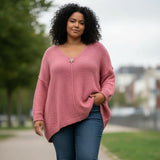 Pull brillant col V étoile