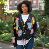 Gilet court coloré  avec fleurs