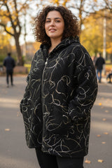 Manteau à capuche - laine bouillie brodée