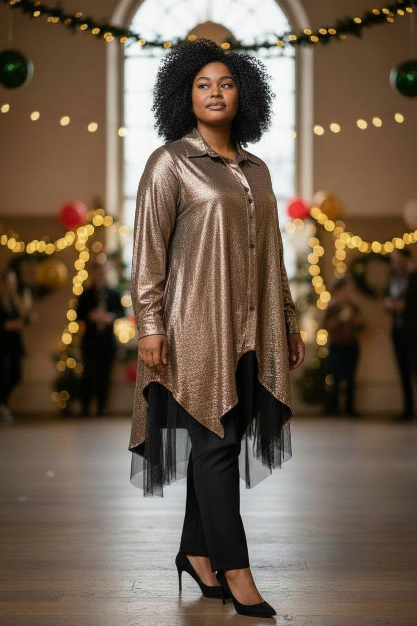 Robe chemise brillante avec tule