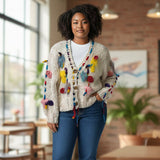 Gilet court coloré  avec fleurs