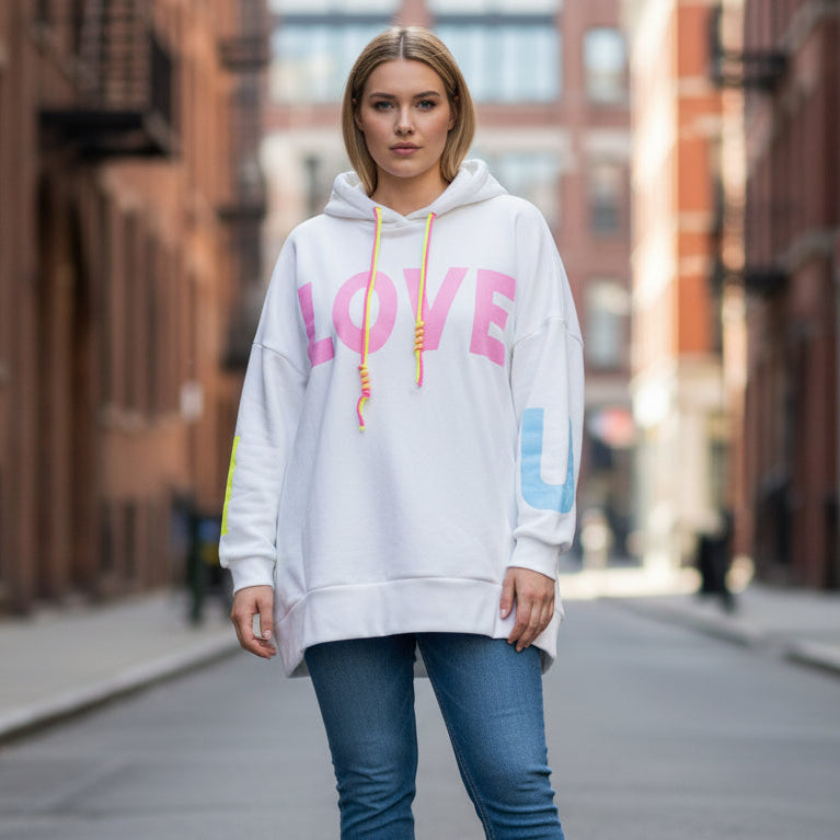 Sweat "I ... LOVE ... U" à capuche