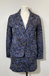 Jupe taille élastique fleurs bleues et dorées