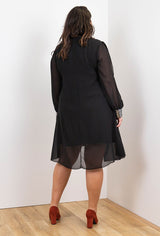 Robe de Fête - Voilage et brillants col/poignets