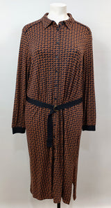 Robe chemise manches longues - Bleu Marine et Brun